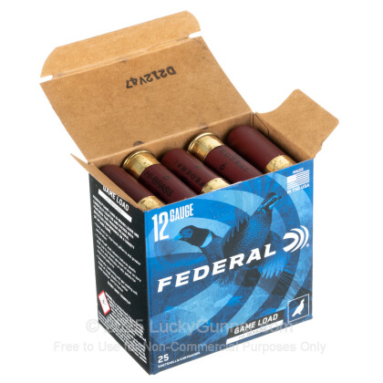Large image of Bulk 12 Gauge Ammo For Sale - 2-3/4” 1-1/4oz. #6 Shot Ammunition in Stock by Federal Game Load Upland Hi-Brass - 250 Rounds