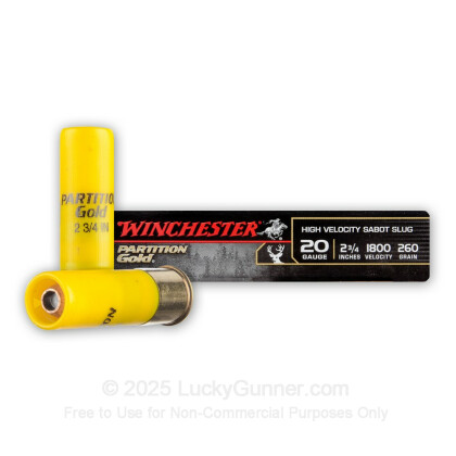 Large image of 20 Gauge Ammo - Winchester Partition Gold 2-3/4" 260gr Sabot Slug - 5 Rounds