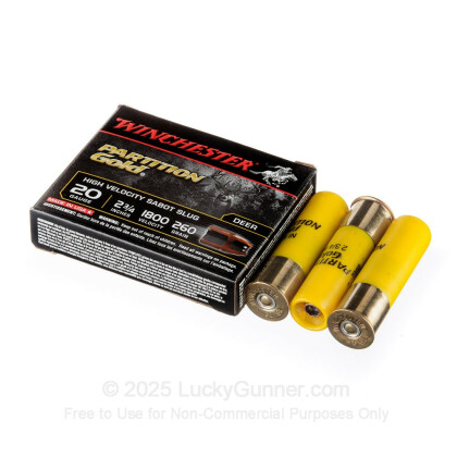 Large image of 20 Gauge Ammo - Winchester Partition Gold 2-3/4" 260gr Sabot Slug - 5 Rounds