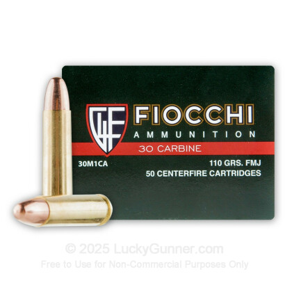 Large image of Cheap 30 Carbine Ammo For Sale - 110 Grain FMJ-BT Ammunition in Stock by Fiocchi Shooting Dynamics - 50 Rounds