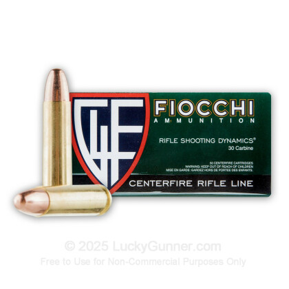 Large image of Cheap 30 Carbine Ammo For Sale - 110 Grain FMJ-BT Ammunition in Stock by Fiocchi Shooting Dynamics - 50 Rounds