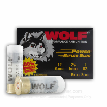 Large image of Bulk 12 ga Ammo For Sale - 2-3/4" 1 oz. Rifled Slug Low Recoil Ammunition by Wolf - 250 rounds