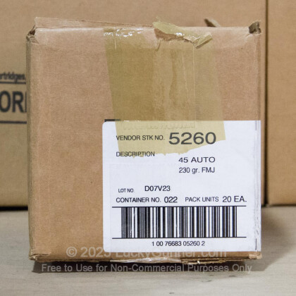 Large image of 45 Auto Ammo For Sale - 230 gr FMJ .45 ACP Ammunition In Stock by Independence - 50 Rounds