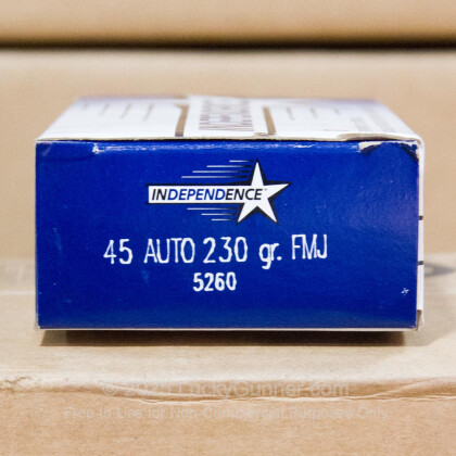 Large image of 45 Auto Ammo For Sale - 230 gr FMJ .45 ACP Ammunition In Stock by Independence - 50 Rounds