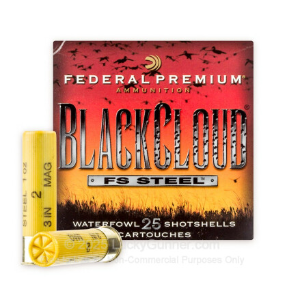 Large image of Cheap 20 Gauge Ammo For Sale - 3" 1oz. #2 Steel Shot Ammunition in Stock by Federal BlackCloud - 25 Rounds