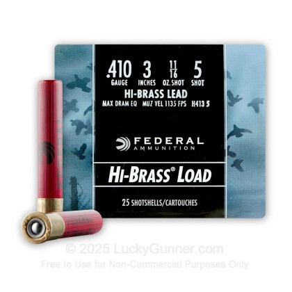 Large image of Cheap 410 Bore Ammo For Sale - 3" 11/16 oz. #5 Shot Ammunition in Stock by Federal Game-Shok - 25 Rounds