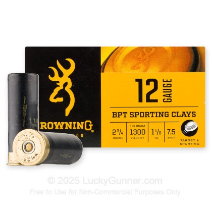 Large image of Cheap 12 Gauge Ammo For Sale - 2-3/4” 1-1/8oz. #7.5 Shot Ammunition in Stock by Browning BPT Performance Target - 25 Rounds