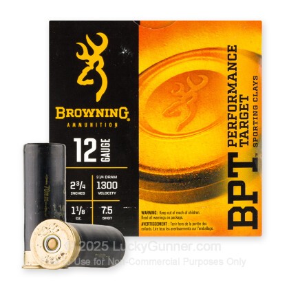 Large image of Cheap 12 Gauge Ammo For Sale - 2-3/4” 1-1/8oz. #7.5 Shot Ammunition in Stock by Browning BPT Performance Target - 25 Rounds