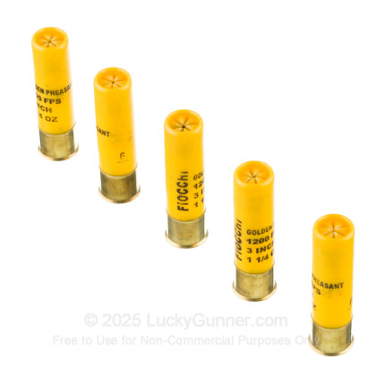 Large image of Premium 20 Gauge Ammo For Sale - 3” 1-1/4oz. #6 Shot Ammunition in Stock by Fiocchi Golden Pheasant - 25 Rounds