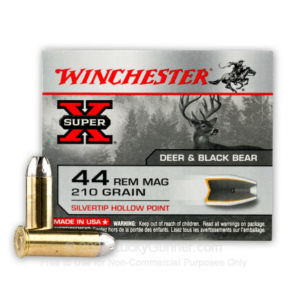 Large image of Cheap 44 Mag Ammo For Sale - 210 Grain Silvertip HP Ammunition in Stock by Winchester Super-X - 20 Rounds