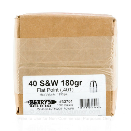 Large image of Berry's 40 Cal Plated Bullets For Sale - 40 S&W 180gr FPDS