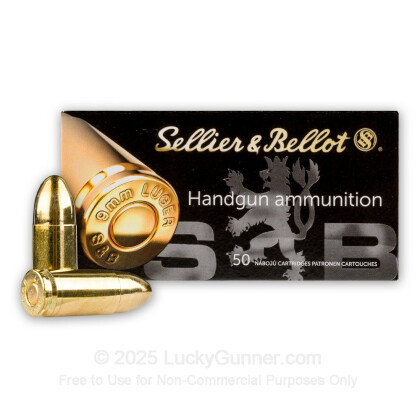 Large image of Sellier & Bellot 9mm Ammo - 124 gr FMJ