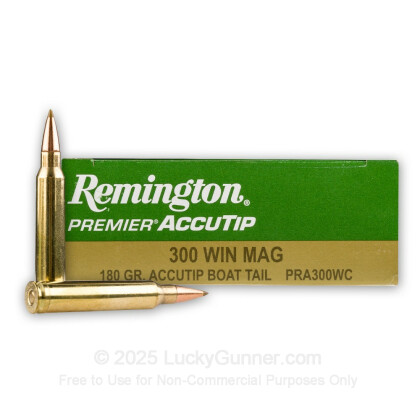 Large image of Premium 300 Winchester Magnum Ammo For Sale - 180 Grain Accutip Boat Tailed Ammunition in Stock by Remington Premier - 20 Rounds