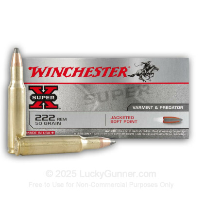 Large image of 222 Remington Ammo For Sale - 50 gr JSP - Winchester Super X Ammo Online - 20 Rounds