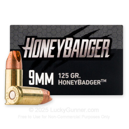 Large image of Premium 9mm Ammo For Sale - 125 Grain HoneyBadger Ammunition in Stock by Black Hills - 20 Rounds