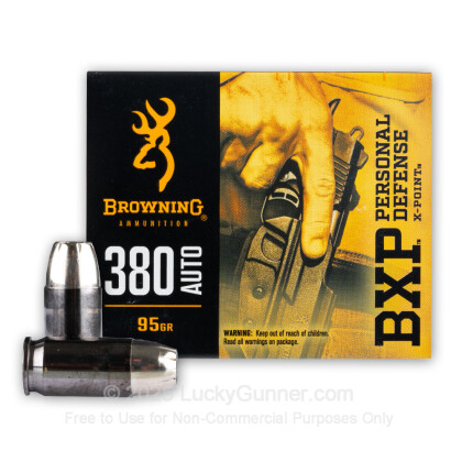 Large image of Premium 380 Auto Ammo For Sale - 95 Grain X-Point JHP Ammunition in Stock by Browning BXP - 20 Rounds