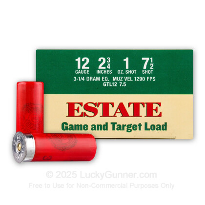 Large image of Cheap 12 Gauge Ammo - 2-3/4" Lead Shot shells - 1 oz - #7.5 - Estate - 25 Rounds