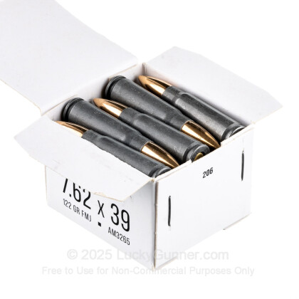 Large image of Cheap 7.62x39 Ammo For Sale - 122 Grain Nonmagnetic FMJ Ammunition in Stock by Red Army Standard - 20 Rounds