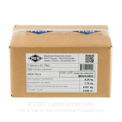 Large image of Bulk 7.62x51mm Ammo For Sale - 147 Grain FMJ Ammunition in Stock by MEN/Magtech - 320 Rounds