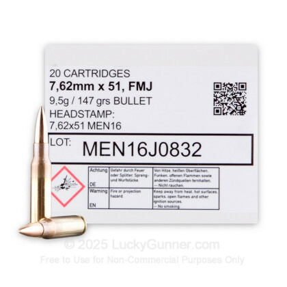 Large image of Bulk 7.62x51mm Ammo For Sale - 147 Grain FMJ Ammunition in Stock by MEN/Magtech - 320 Rounds