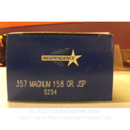 Large image of 357 Magnum Ammo For Sale - 158 gr JSP- Independence Ammunition For Sale