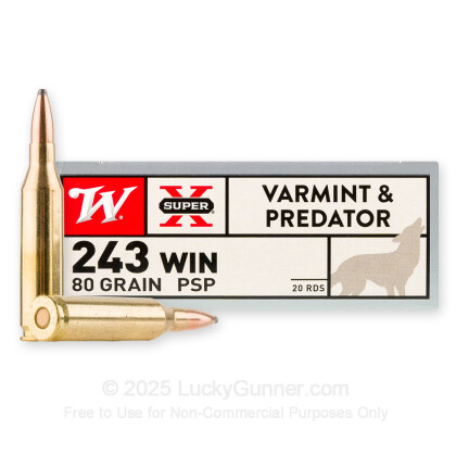 Large image of Bulk 243 Ammo For Sale - 80 Grain JSP Ammunition in Stock by Winchester Super-X - 200 Rounds