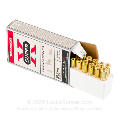 Large image of Bulk 243 Ammo For Sale - 80 Grain JSP Ammunition in Stock by Winchester Super-X - 200 Rounds