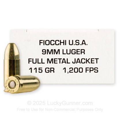 Large image of Bulk 9mm Ammo For Sale - 115 Grain FMJ Ammunition in Stock by Fiocchi - 1000 Rounds