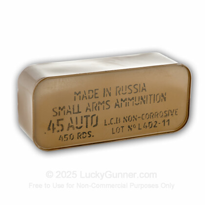 Large image of 45 ACP Ammo For Sale - 230 gr FMJ - 45 Auto Ammunition In Stock by Tula Cartridge Works - 500 Rounds