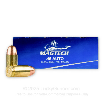 Large image of 45 ACP Ammo - 230 gr FMJ - Magtech Ammunition - 250 Rounds