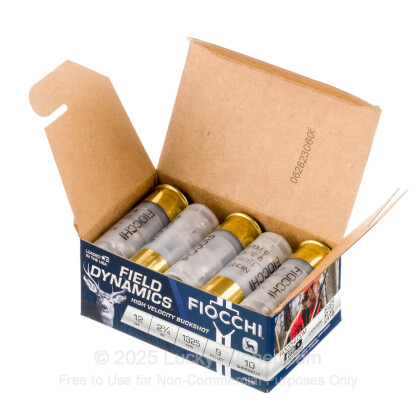 Large image of Cheap 12 Gauge Ammo For Sale - 2-3/4” 9 Pellets #1 Buckshot Ammunition in Stock by Fiocchi - 80 Rounds in Field Box