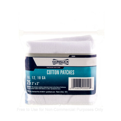 Large image of Gun Slick Shotgun Cleaning Cotton Patches for Sale - 16 gauge - 10 gauge - Gunslick Pro Cleaning Patches For Sale