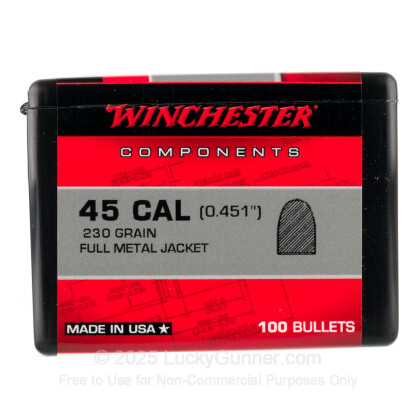 Large image of  Bulk 45 ACP (.451") Bullets for Sale - 230 Grain FMJ Bullets in Stock by Winchester - 1000 Projectiles