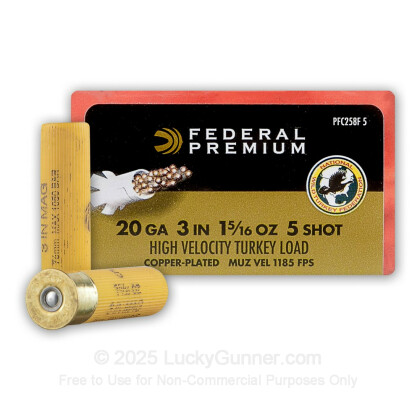 Large image of Premium 20 Gauge Ammo For Sale - 3" 1-5/16 oz. #5 Shot Ammunition in Stock by Federal Mag-Shok Turkey Load - 10 Rounds