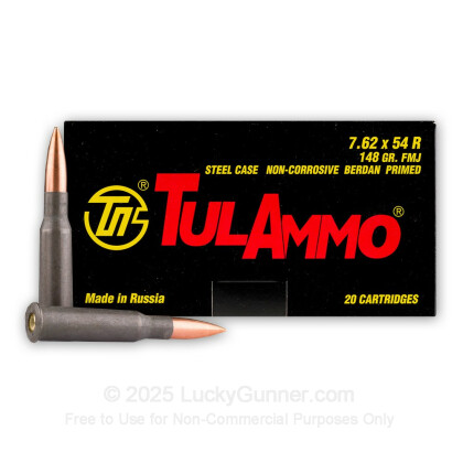 Large image of 7.62x54r Ammo For Sale | 148 gr FMJ Ammunition In Stock by Tula - 20 Rounds