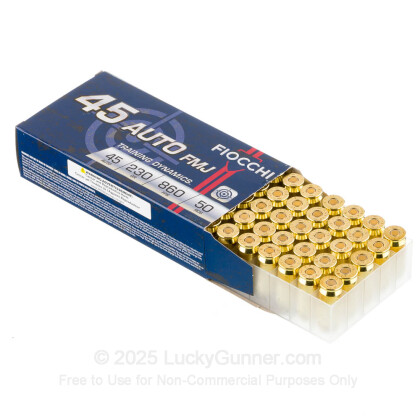 Large image of 45 ACP Ammo For Sale - 230 gr FMJ Fiocchi Ammunition In Stock
