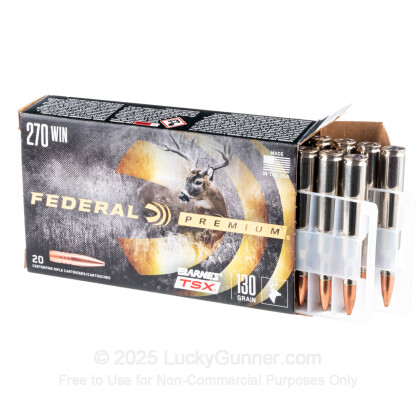 Large image of Premium 270 Ammo For Sale - 130 Grain Barnes TSX Ammunition in Stock by Federal - 20 Rounds