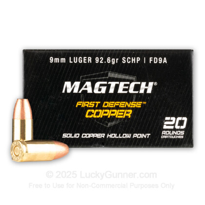 Large image of 9mm Luger Ammo For Sale - 92.6 gr SCHP Magtech First Defense Ammunition In Stock
