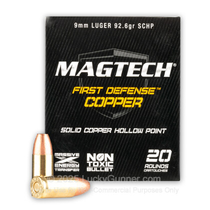 Large image of 9mm Luger Ammo For Sale - 92.6 gr SCHP Magtech First Defense Ammunition In Stock