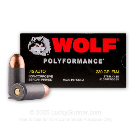 Large image of Bulk 45 ACP Ammo - 230 grain FMJ - Wolf WPA - In Stock TODAY - 500 Rounds