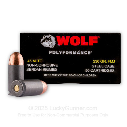 Large image of Bulk 45 ACP Ammo - 230 grain FMJ - Wolf WPA - In Stock TODAY - 500 Rounds