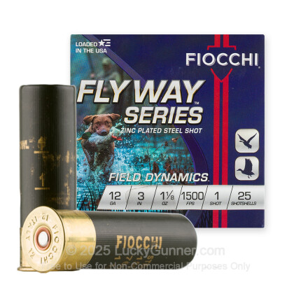 Large image of Premium 12 Gauge Ammo For Sale - 3” 1-1/8oz. #1 Steel Shot Ammunition in Stock by Fiocchi Flyway - 25 Rounds