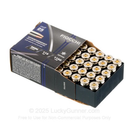 Large image of Cheap 9mm Ammo For Sale - 115 Grain XTPHP Ammunition in Stock by Fiocchi - 25 Rounds