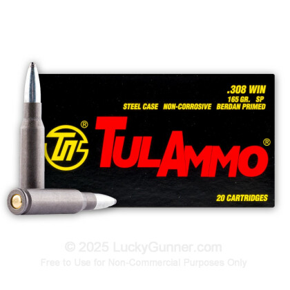 Large image of Bulk Steel Cased 308 Win Ammo For Sale - 165 grain SP Tula Ammunition in Stock - 500 Rounds