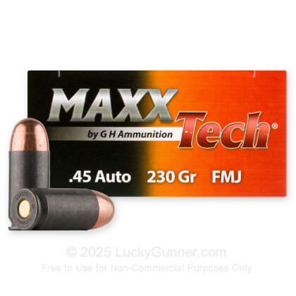 Large image of Cheap 45 ACP Ammo For Sale - 230 Grain FMJ Ammunition in Stock by MAXXTech Essential Steel - 50 Rounds