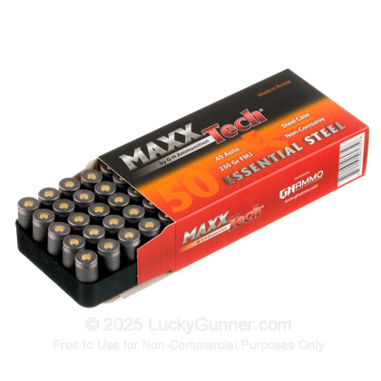 Large image of Cheap 45 ACP Ammo For Sale - 230 Grain FMJ Ammunition in Stock by MAXXTech Essential Steel - 50 Rounds