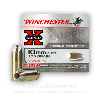 Large image of 10mm Auto Ammo For Sale - 175 Grain Jacketed Hollow Point Super-X Silvertip Winchester Ammunition In Stock - 20 Rounds
