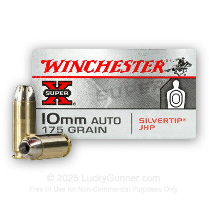 Large image of 10mm Auto Ammo For Sale - 175 Grain Jacketed Hollow Point Super-X Silvertip Winchester Ammunition In Stock - 20 Rounds