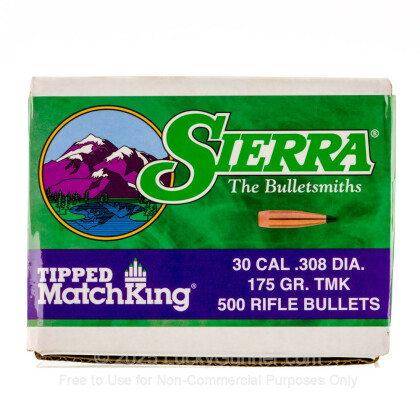 Large image of Bulk 308 Win Bullets (.308) Bullets for Sale - 175 Grain Polymer Tip Bullets in Stock by Sierra - 500