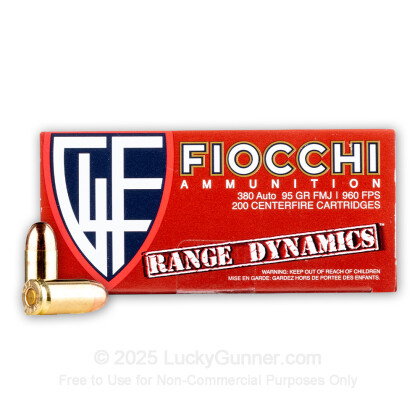Large image of Bulk 380 Auto Ammo For Sale - 95 Grain FMJ Ammunition in Stock by Fiocchi - 200 Rounds